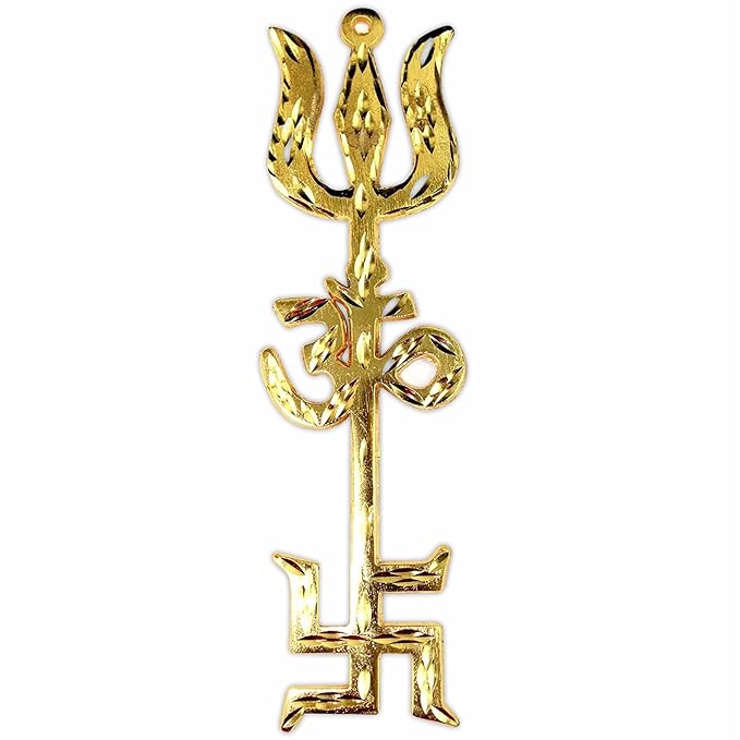 Tri Shakti Trishool with Om & Swastik Symbols Tri Shakti Trishool with Om & Swastik Symbols